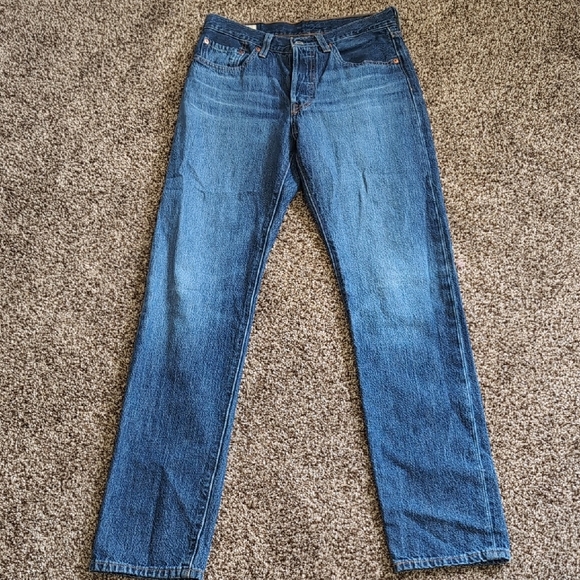 Levis Premium 501 Original Fit High Rise Straight Dark Wash Women's Size 28 - Picture 1 of 13